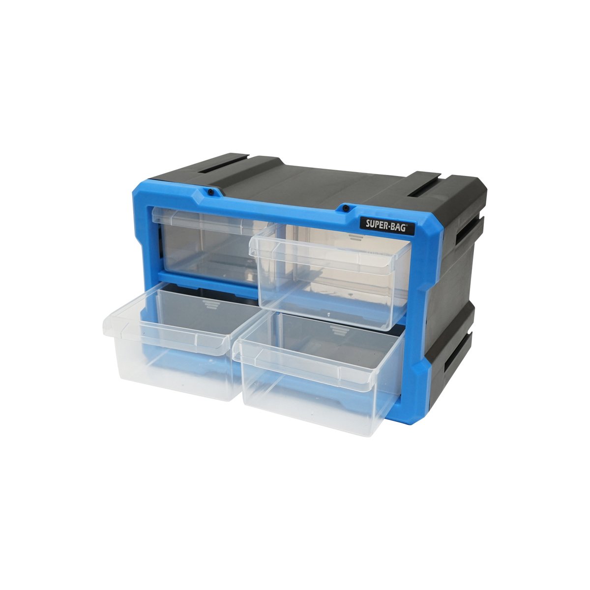 Cutie depozitare albastra din plastic modulara, 4 sertare 58x266x170mm Breckner Germany